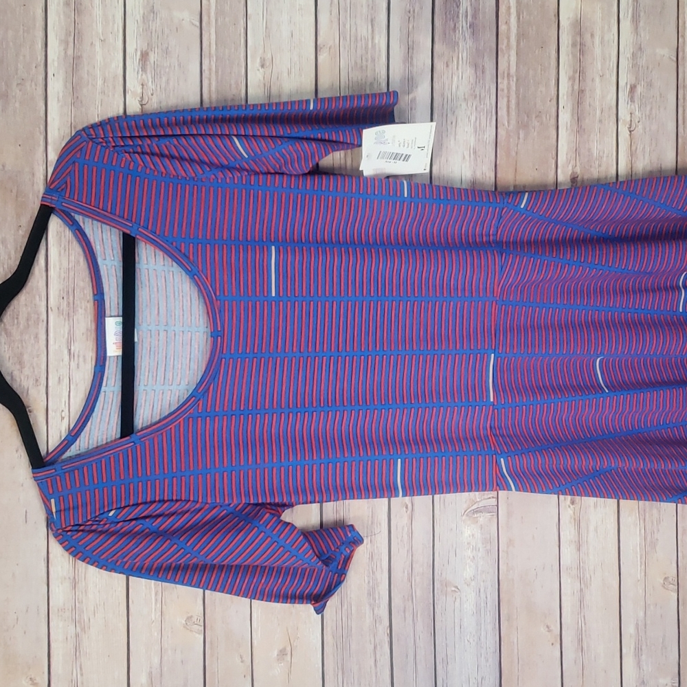 LuLaRoe Purple and Pink Striped Women’s Dress